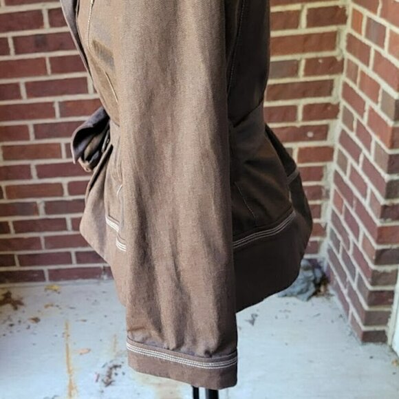 Robert Louis 90's Y2K Brown Belted Jacket - Cotton Stretch - Size S - Picture 5 of 8